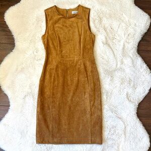 Calvin Klein Faux Suede Sleeveless Sheath Dress